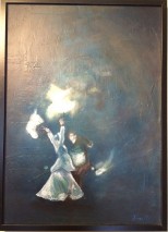 Två Elddansare i blått 50X70