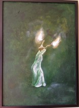 Elddansare i grönt 50X70